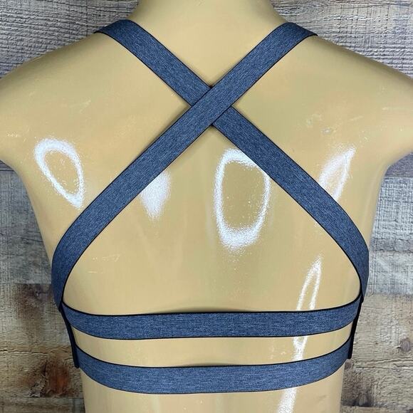 Nike Studio Training Sports Bra Dri-Fit Strappy Back Black Gray SZ Small - Picture 6 of 9